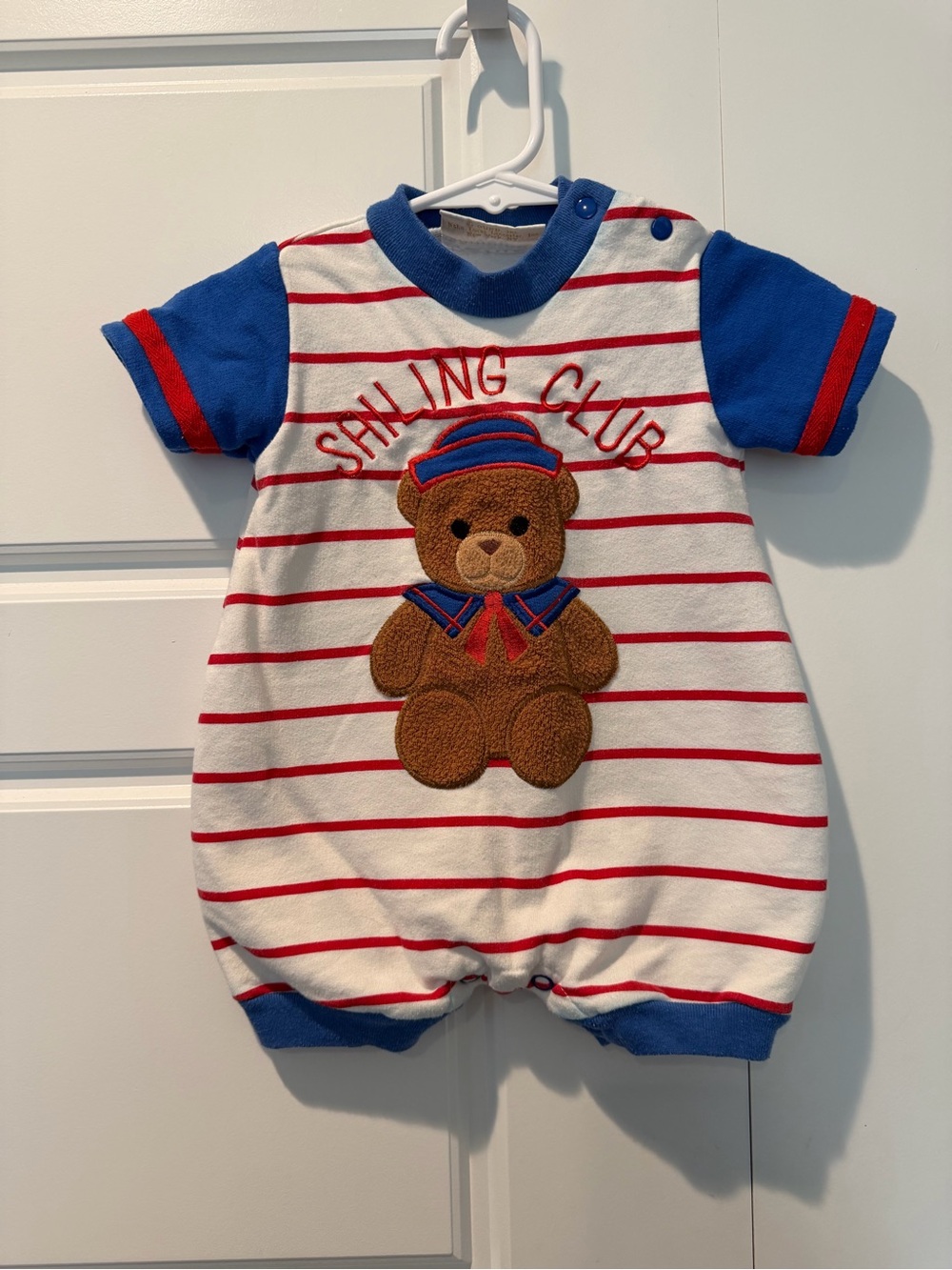 Rare Vintage Baby Gund "Sailing Club" romper Teddy Bear Boys 0-3 Months